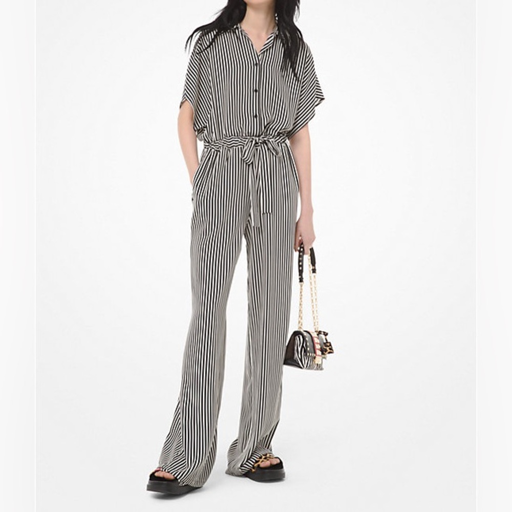 MICHAEL MICHAEL KORS Striped Black and White Jumpsuit